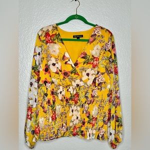 INC Floral Smocked Blouse Size LX